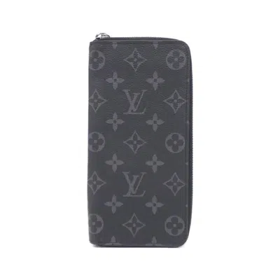 Pre-owned Louis Vuitton Black Coated Canvas Long Wallet (bi-fold) ()