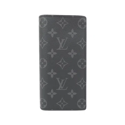 Pre-owned Louis Vuitton Black Coated Canvas Long Wallet (bi-fold) ()