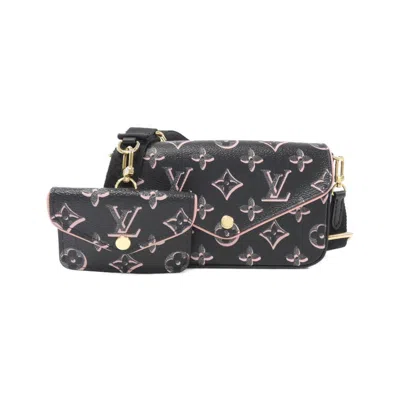 Pre-owned Louis Vuitton Black Coated Canvas Pochette Shoulder Bag ()