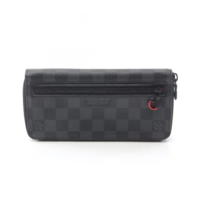 Pre-owned Louis Vuitton Black Coated Canvas Pvc Leather Damier Graphite Long Wallet (bi-fold) ()