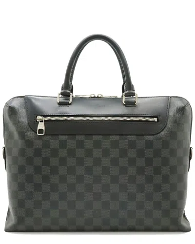 Pre-owned Louis Vuitton Black Coated/waterproof Canvas Porte-documents Briefcase  (authentic Pre-loved)