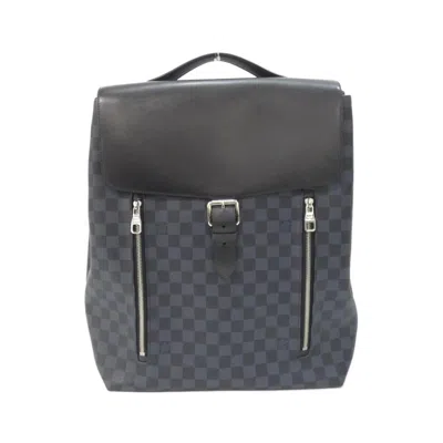 Pre-owned Louis Vuitton Black Cobalt Coated Canvas Backpack () In Black, Cobalt