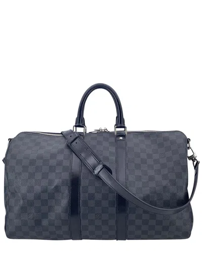 Pre-owned Louis Vuitton Black Cotton Keepall (authentic Pre-loved)