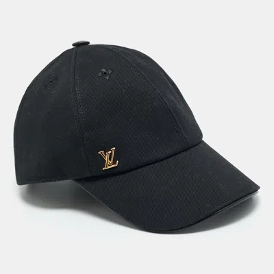 Pre-owned Louis Vuitton Black Cotton Lv Iconic Cap M
