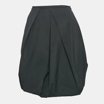 Pre-owned Louis Vuitton Black Cotton Pleated Knee Length Skirt S