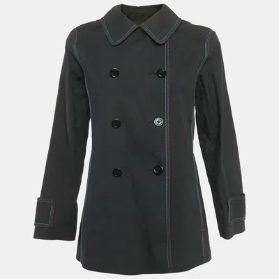 Pre-owned Louis Vuitton Black Cotton Trench Coat M