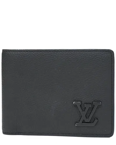 Pre-owned Louis Vuitton Black Cow Leather Aerogram Multiple Wallet (authentic Pre-loved)