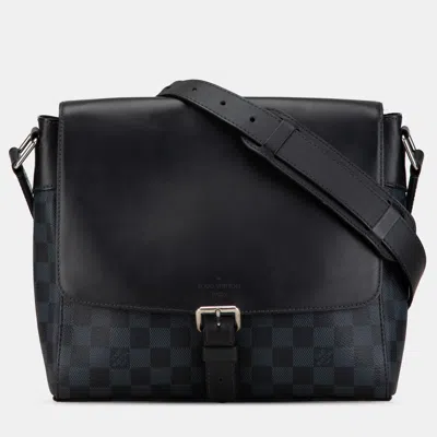 Pre-owned Louis Vuitton Black Damier Cobalt Newport Messenger Pm