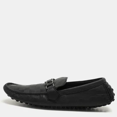 Pre-owned Louis Vuitton Black Damier Embossed Leather Hockenheim Loafers Size 43