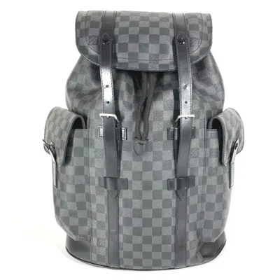 Pre-owned Louis Vuitton Black Damier Graphite Backpack ()