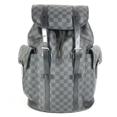 Pre-owned Louis Vuitton Black Damier Graphite Backpack ()