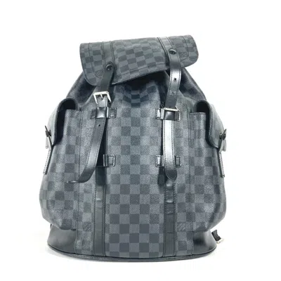 Pre-owned Louis Vuitton Black Damier Graphite Backpack ()