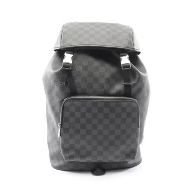 Pre-owned Louis Vuitton Black Damier Graphite Coated Canvas Leather Backpack ()