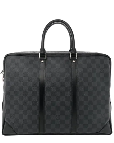 Pre-owned Louis Vuitton Black Damier Graphite Coated Canvas Porte-documents Voyage No  Strap (authentic Pre-lo
