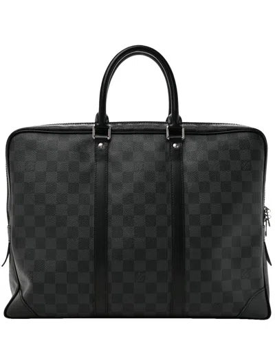 Pre-owned Louis Vuitton Black Damier Graphite Coated Canvas Porte-documents Voyage No  Strap Gm (authentic Pre