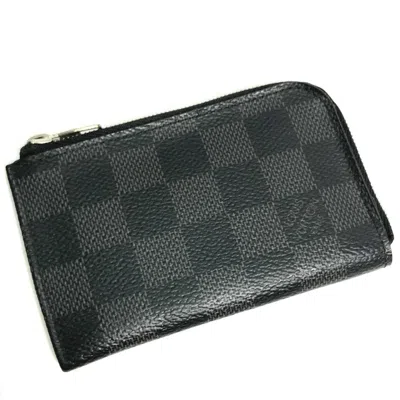 Pre-owned Louis Vuitton Black Damier Graphite Coin Purse/coin Case ()