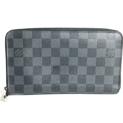 Pre-owned Louis Vuitton Black Damier Graphite Damier Graphite Long Wallet (bi-fold) () In Black, Damier Graphite