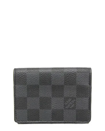 Pre-owned Louis Vuitton Black Damier Graphite Envelope Business Card Case (authentic Pre-loved)