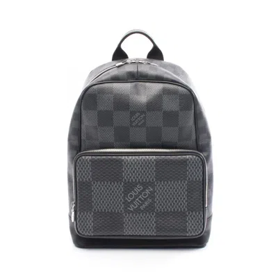 Pre-owned Louis Vuitton Black Damier Graphite Gray Coated Canvas Leather Backpack ()