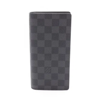 Pre-owned Louis Vuitton Black Damier Graphite Leather Pvc Long Wallet (bi-fold) ()