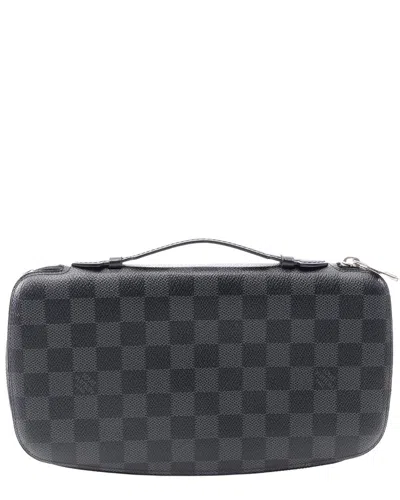 Pre-owned Louis Vuitton Black Damier Graphite Long Wallet (authentic Pre-loved)