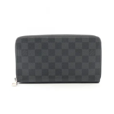 Pre-owned Louis Vuitton Black Damier Graphite Long Wallet (bi-fold) ()