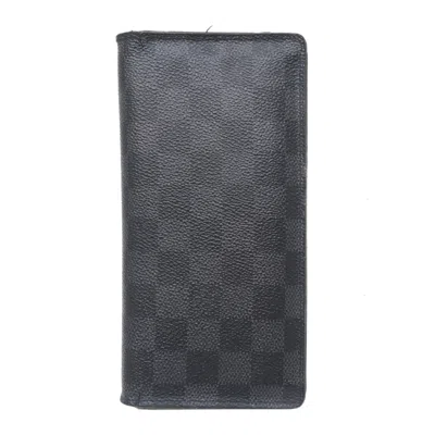 Pre-owned Louis Vuitton Black Damier Graphite Long Wallet (bi-fold) ()