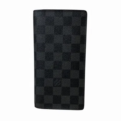 Pre-owned Louis Vuitton Black Damier Graphite Long Wallet (bi-fold) ()