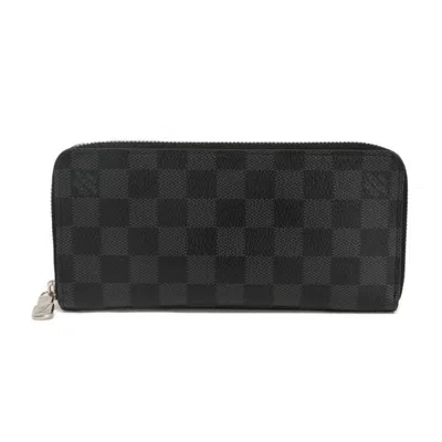 Pre-owned Louis Vuitton Black Damier Graphite Noir Damier Graphite Long Wallet (bi-fold) () In Black, Damier Graphite, Noir