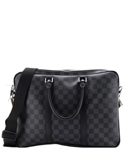 Pre-owned Louis Vuitton Black Damier Graphite Porte-documents Voyage Briefcase Pm  (authentic Pre-loved)