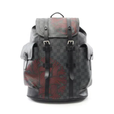 Pre-owned Louis Vuitton Black Damier Graphite Red Color Coated Canvas Backpack ()