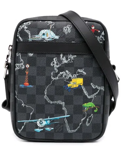 Pre-owned Louis Vuitton Black Damier Graphite Renaissance Map Danube Slim Pm (authentic  Pre-loved)