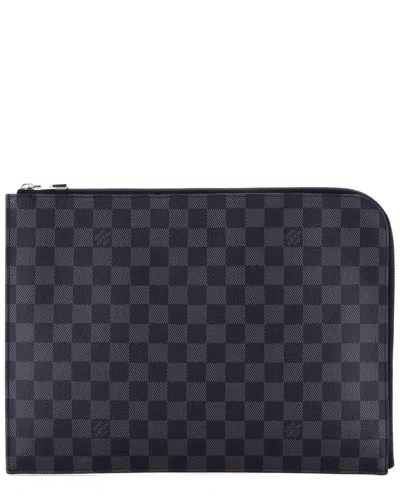 Pre-owned Louis Vuitton Black Damier Graphite Zip Around Pochette Jour Gm (authentic  Pre-loved)