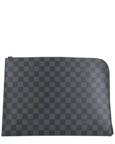 Pre-owned Louis Vuitton Black Damier Graphite Zip Around Pochette Jour Gm (authentic  Pre-loved)