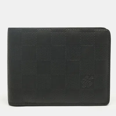 Pre-owned Louis Vuitton Black Damier Infini Leather Multiple Wallet
