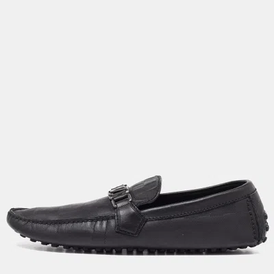 Pre-owned Louis Vuitton Black Damier Leather Hockenheim Slip On Loafers Size 43