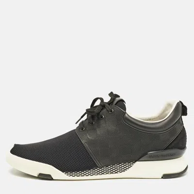 Pre-owned Louis Vuitton Black Damier Mesh And Leather Run Away Sneakers Size 42.5