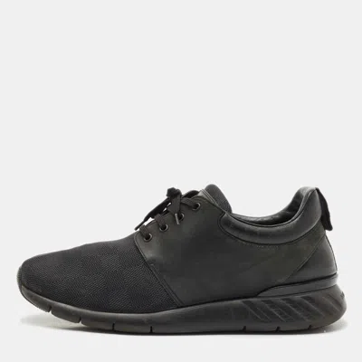 Pre-owned Louis Vuitton Black Damier Neoprene And Leather Fastlane Sneakers Size 44.5