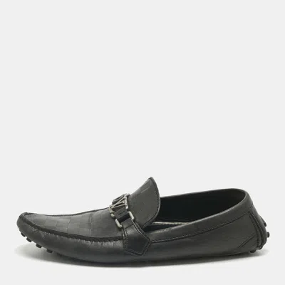 Pre-owned Louis Vuitton Black Demier Leather Hockenheim Loafers Size 44.5
