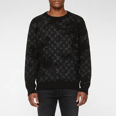 Pre-owned Louis Vuitton Black Distressed Monogram Wool Blend Sweater Xl