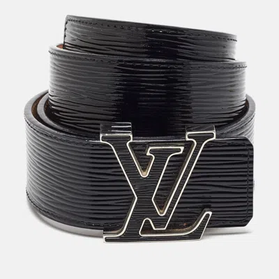 Pre-owned Louis Vuitton Black Electric Epi Leather Lv Initiales Waist Belt 80cm