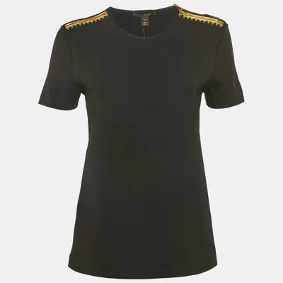 Pre-owned Louis Vuitton Black Embellished Jersey Top S