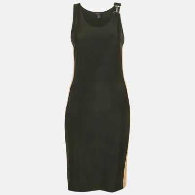 Pre-owned Louis Vuitton Black Embossed Monogram Tank Dress L