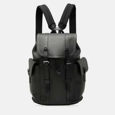 Pre-owned Louis Vuitton Black Epi Christopher Backpack Pm