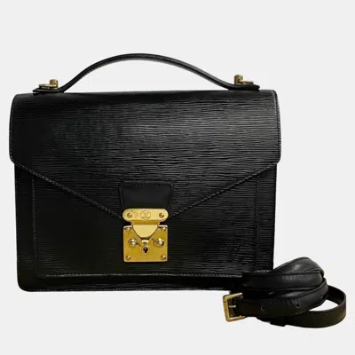 Pre-owned Louis Vuitton Black Epi Leather 28 Monceau Satchel Bag