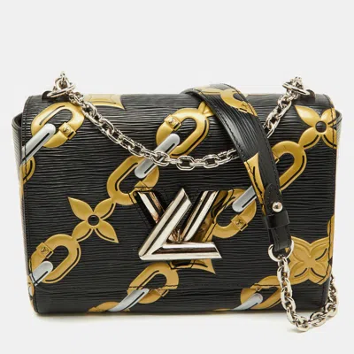 Pre-owned Louis Vuitton Black Epi Leather Chain Flower Print Twist Mm Bag