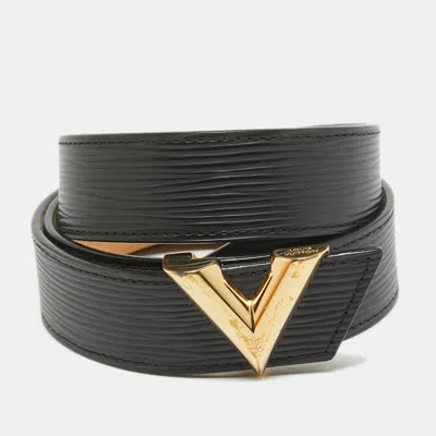 Pre-owned Louis Vuitton Black Epi Leather Essential V Belt 80cm