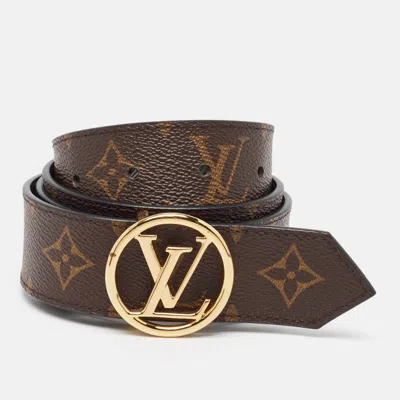 Pre-owned Louis Vuitton Black Epi Leather Lv Circle Reversible Belt 85cm