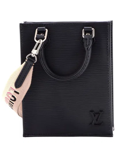 Louis Vuitton Black Epi Leather Petit Sac Plat With Logo Jacquard Strap  (authentic Pre-loved)