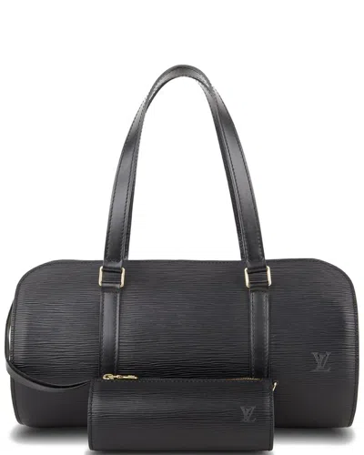 Pre-owned Louis Vuitton Black Epi Leather Soufflot With Pouch (authentic )